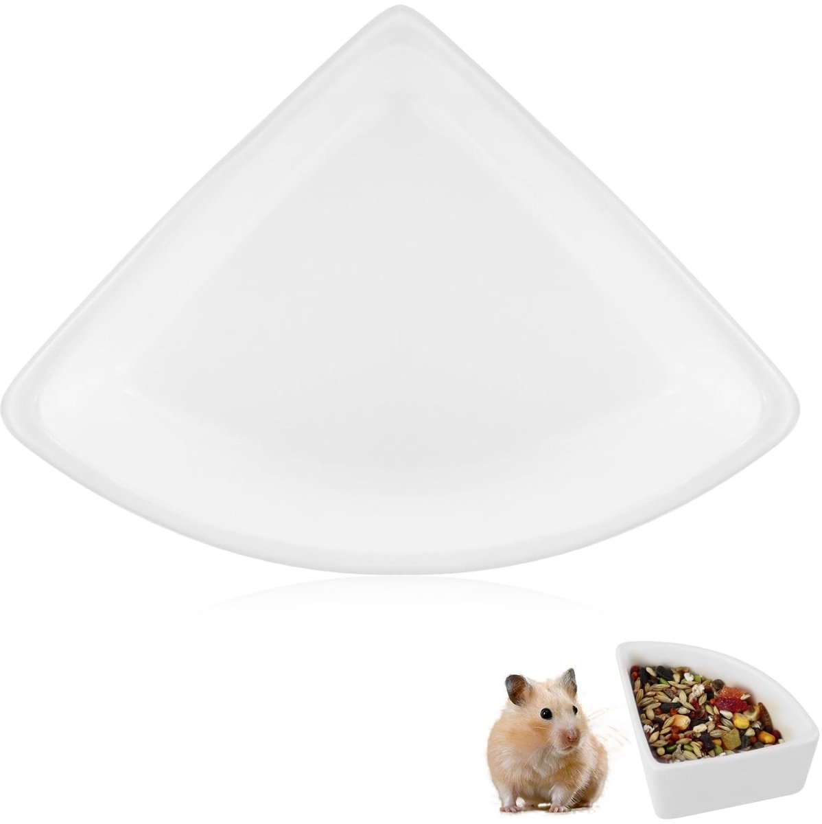 Dailygoods- Voederbak Keramiek - Anti-flipping Caviakschaal - Voer en Waterbak - Voor Hamsters en Cavia's - Lichtgewicht 160 Gram - Kleur Roze/Wit - Dierenbak