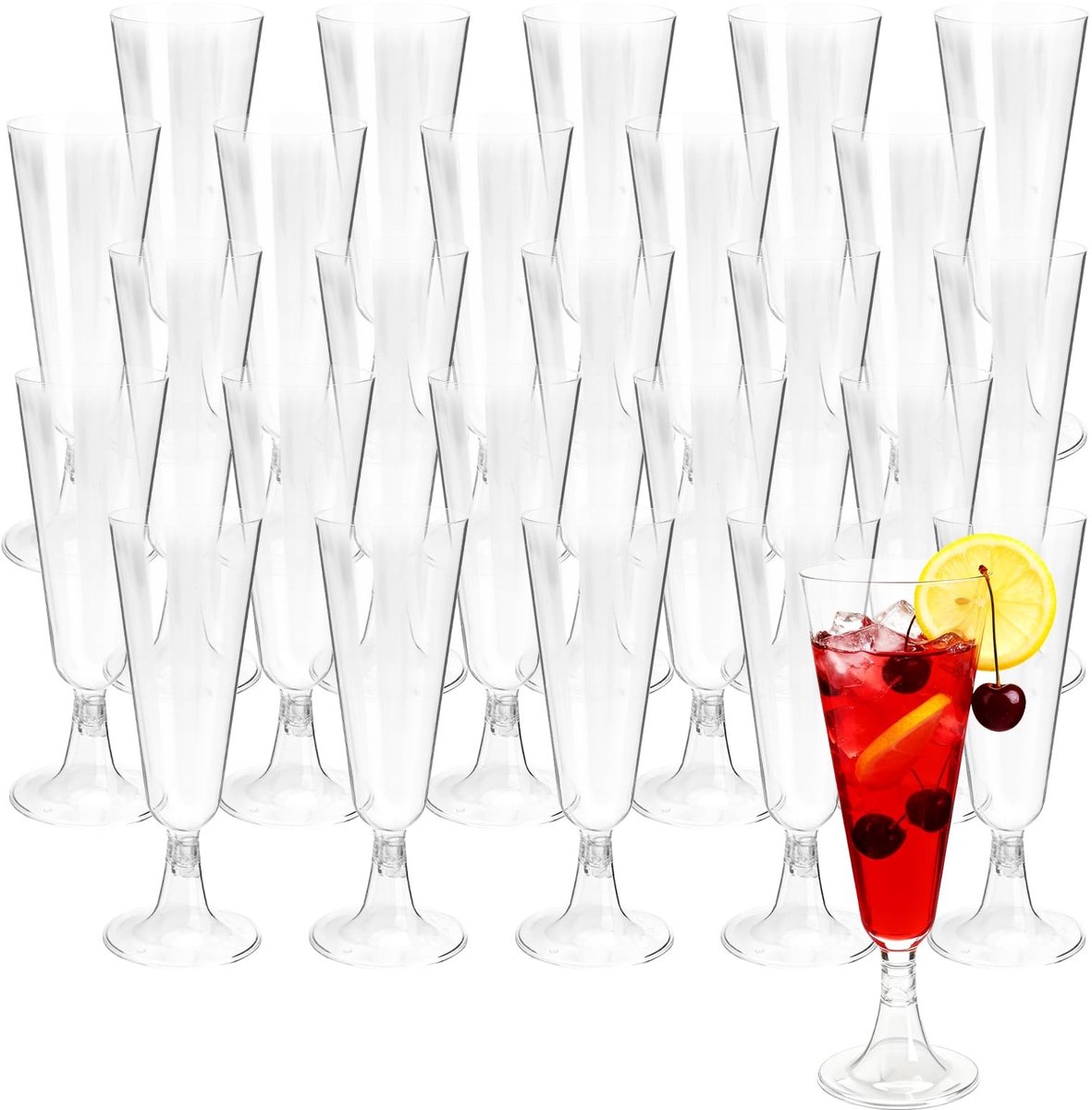 Dailygoods- Champagneglazen 25 Stuks - Plastic - 150 ml - Voedselveilige Kunststof - Elegant - Robuust Ontwerp - Ideaal voor Feesten - Plastic Glazen