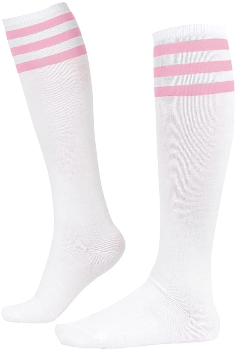 Dailygoods- Damessokken Klassiek - Knielange Kousen - Sportsokken met Drie Strepen - Comfortabel - Duurzaam - Polyester Materiaal