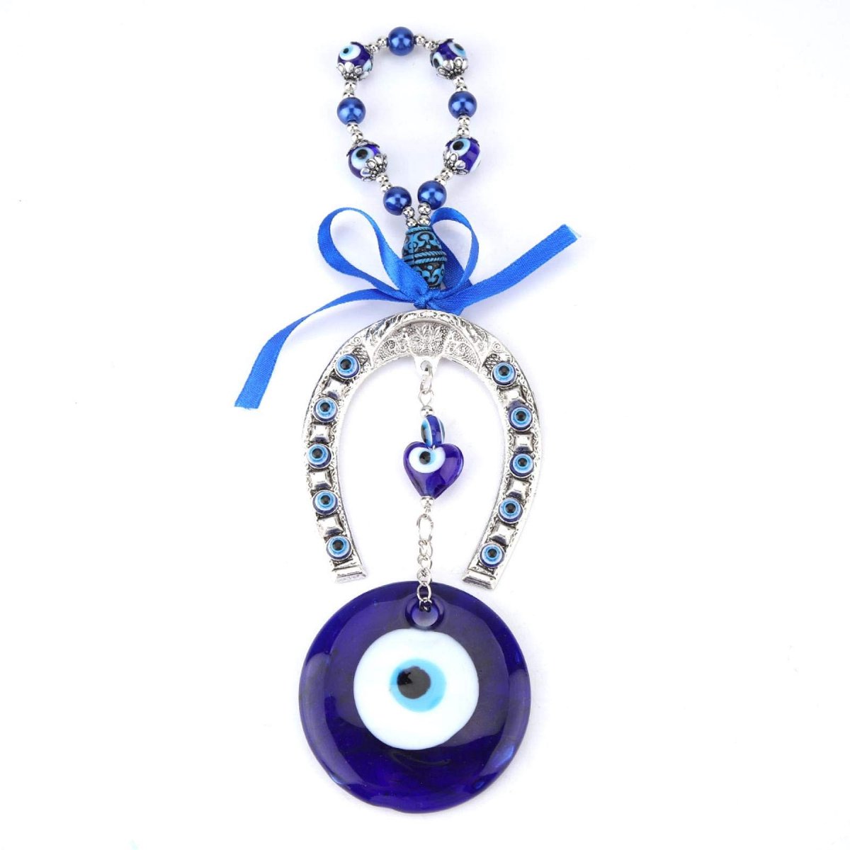 Dailygoods- Boze Oog Hanger - Turkse Blauwe Zegen - Decoratieve Wandhanger - Geluk Amulet - Glas Ornament - Pakketgrootte 13,5 x 9 cm - Geluksamulet