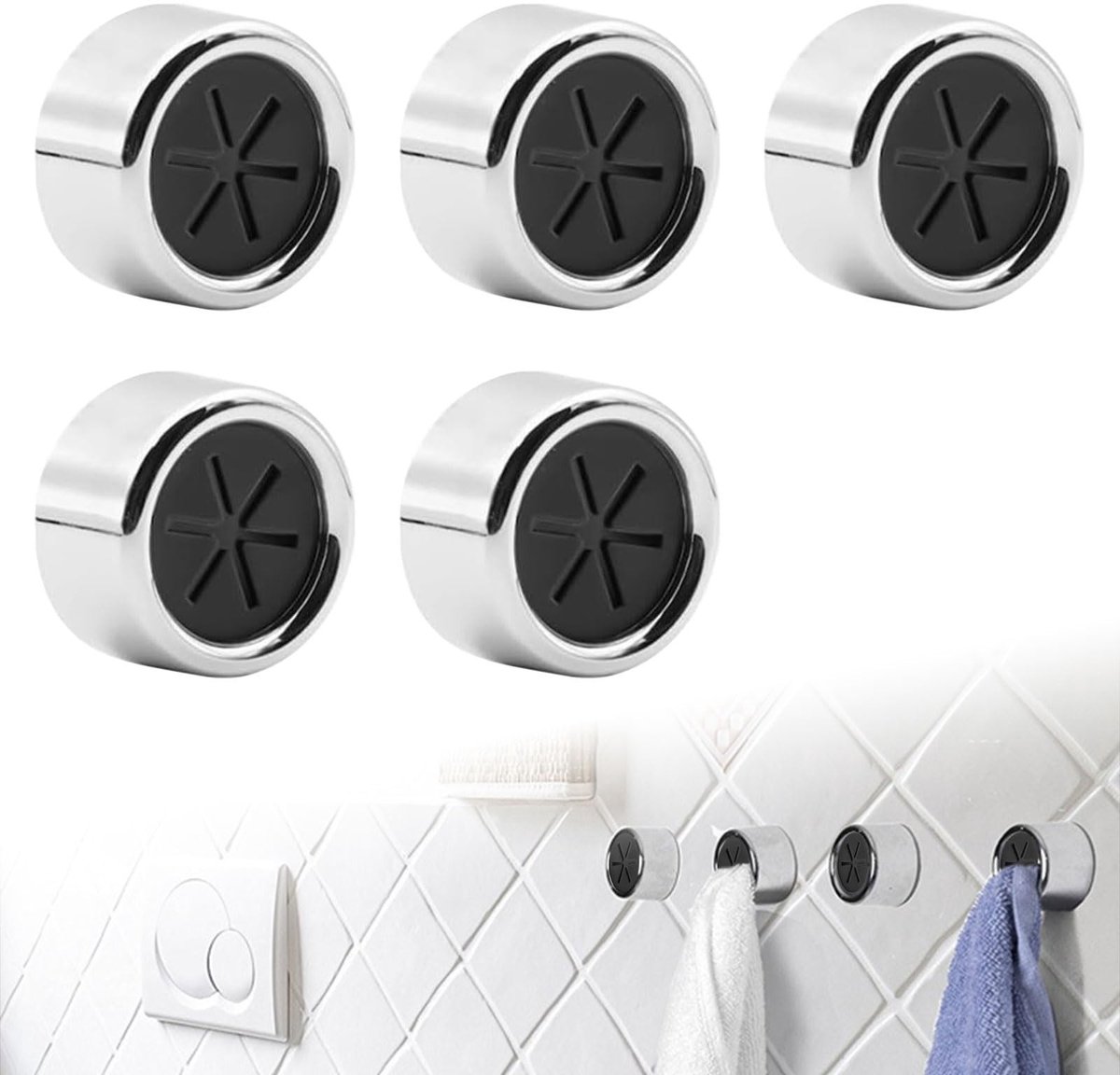 Dailygoods- Handdoekhouder zonder boren - 5 stuks - Campingaccessoires - Keukenaccessoires - Praktische gadgets - Must-have voor woning - Handdoekrek