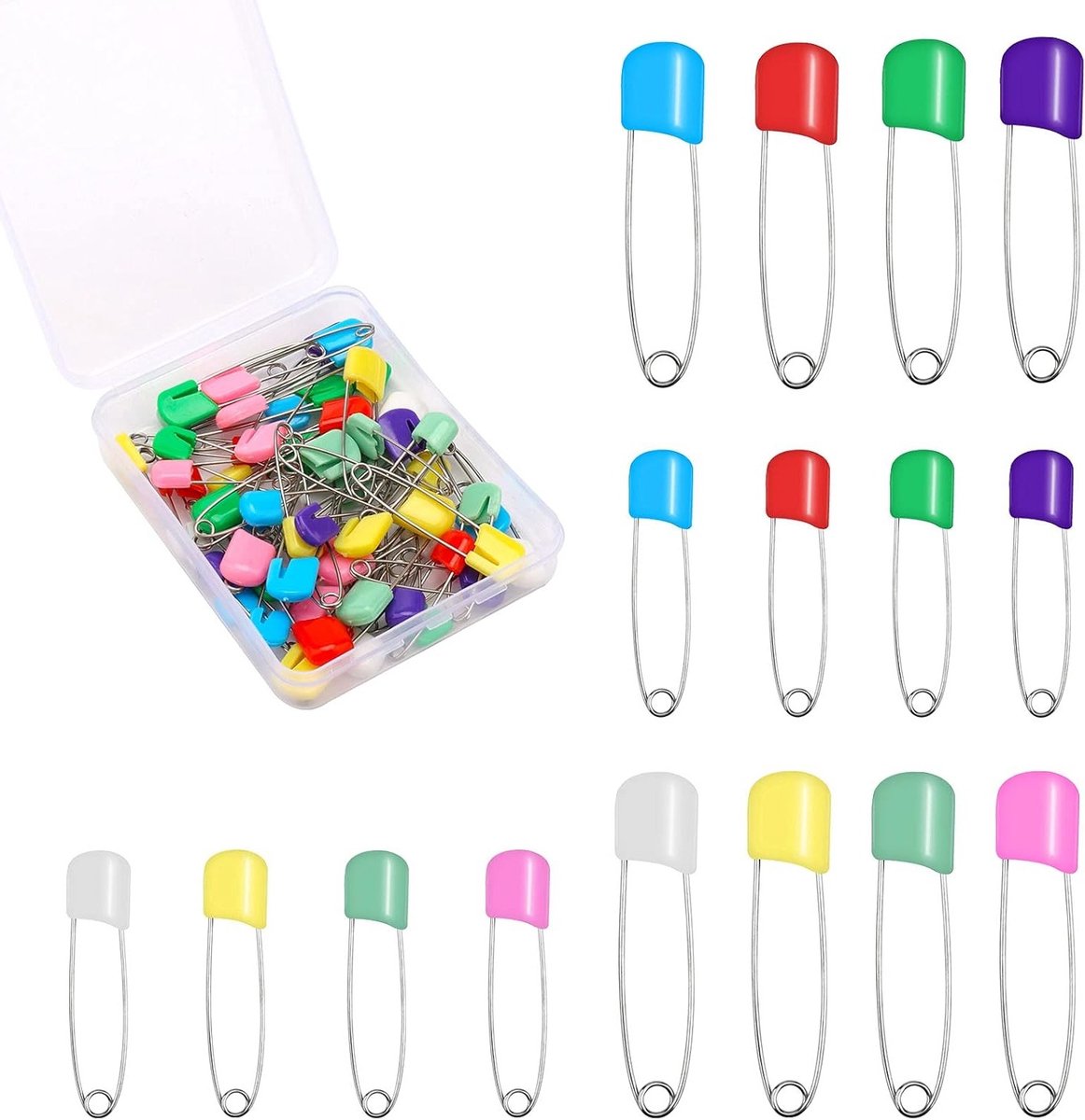 50 Stuks Veiligheidsspelden voor Luiers - Roestvrijstalen Kledingclips voor Creatief Gebruik, Multicolor Diaper Pins
