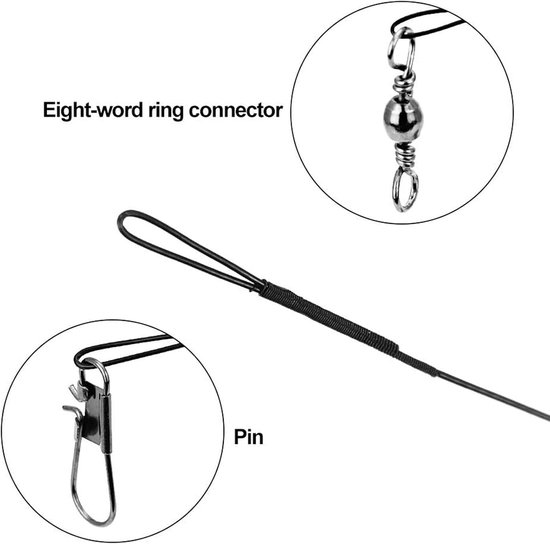 80Pcs Vissen Draad Leaders met Rolling Swivels - RVS Traceerlijnen met Snap voor Snoek - Hoofdlijn Voorkomen van Vis Bijten - 15/20/25/30cm — afbeelding 4