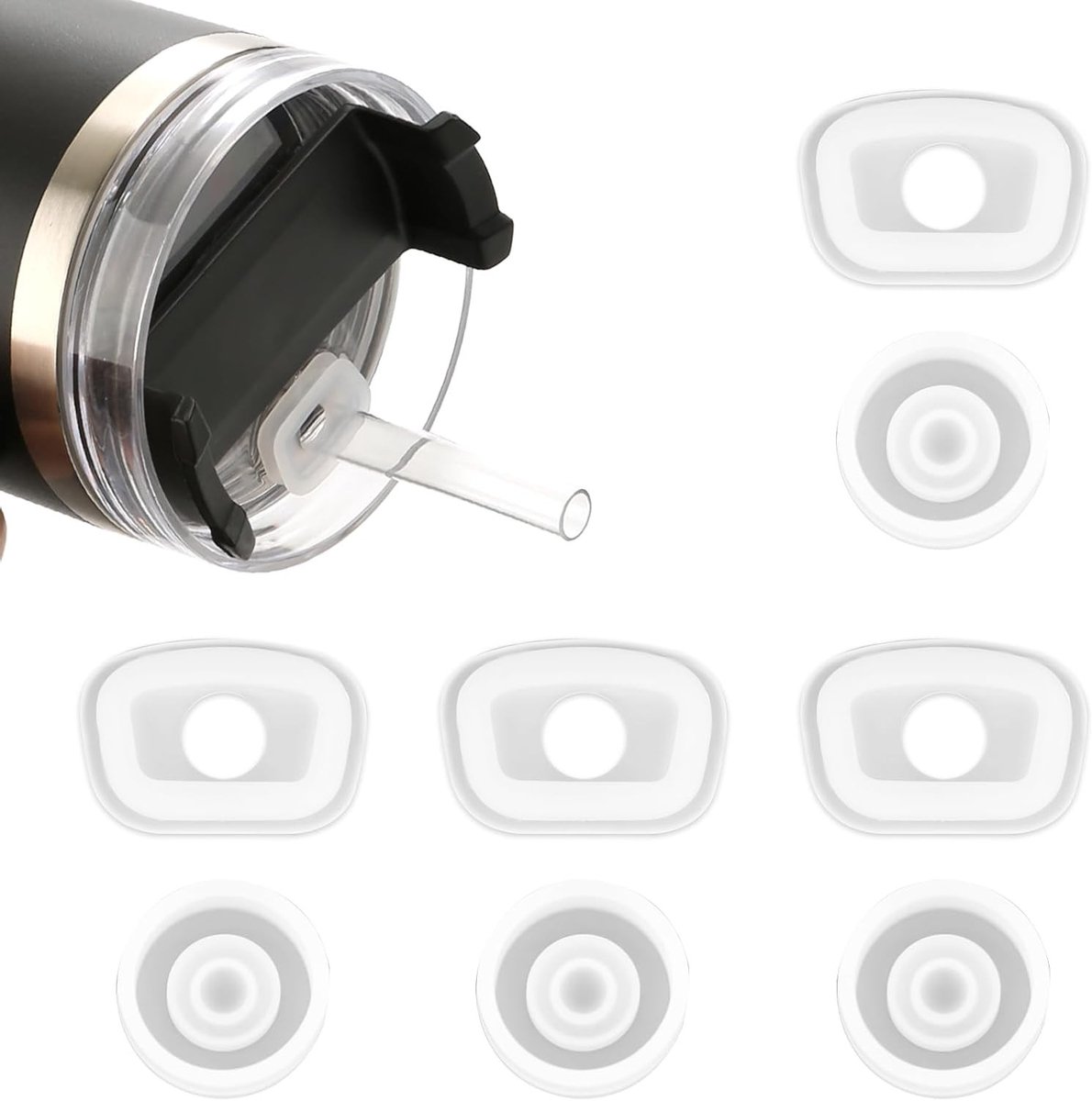 8-delige Silicone Antilek Stopper voor 40oz en 30oz Bekers - Ideaal voor Koude en Warme Dranken, Mould Resistant en Handwasbaar