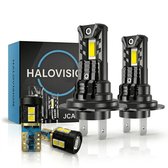 HaloVision Turbo LED Koplampen H7 + Stadslicht T10 – 25W 5000Lm 6000K Helder Wit – Canbus Plug en Play Dimlicht + Dagrijverlichting LED Set van 4 Autolampen