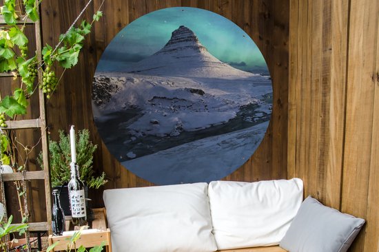 Garden Circle Islande - Berg - Neige - 120x120 cm - Affiche de Jardin Ronde - Extérieur - XXL