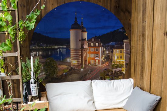 Tuincirkel Duitse stad Heidelberg in de avond - 150x150 cm - Ronde Tuinposter - Buiten