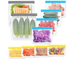 10 Herbruikbare Opbergzakken BPA-Vrij PEVA - Staand Ontwerp, Waterdicht, Vaatwasserbestendig - Set van 3 Maten (3500ml, 900ml, 300ml) voor Koelkast, Vriezer en Keuken