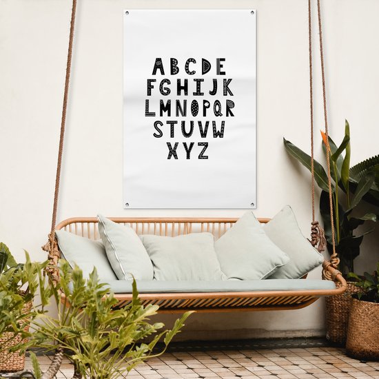 Illustration alphabet lettres noires sur fond blanc 80x120 cm