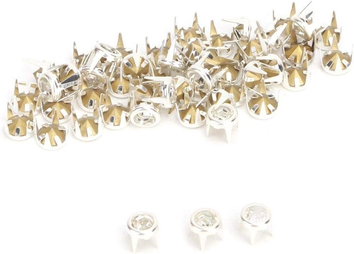 50 Stuks Kristallen Rivets - Diamant Rivets voor DIY Mode, Claw Beads en Nagelkop Rivets voor Creatieve Decoratie