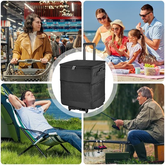 Compacte Koelbox - Geïsoleerde Ijsbox - Outdoor Avonturen - Met Wielen & Handvat - 35 Liter - Zwart — afbeelding 4