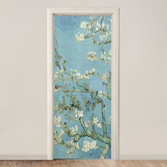 Affiche de porte fleur d'amandier - Van Gogh - Maîtres anciens - Art - Sticker de porte - Papier peint photo porte - Décoration de porte - Sticker autocollant - Décoration de chambre - 80x205 cm - Toilettes - Salle de bain - Salon