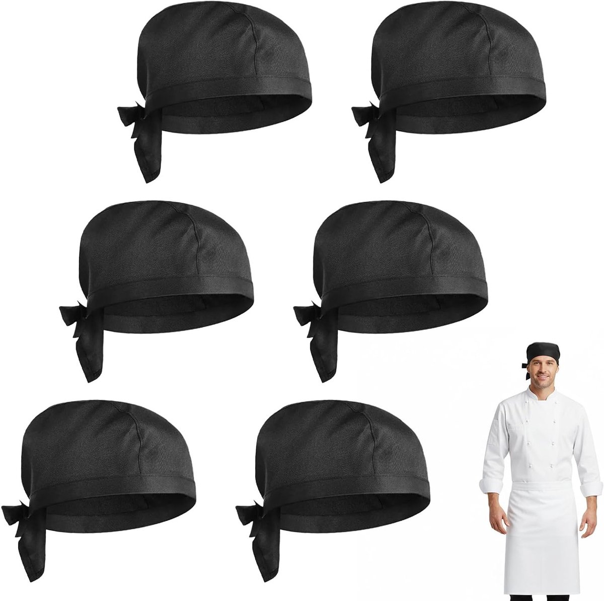 Unisex Kookmutsen Set van 6 - Aanpasbare Chef Hoofddeksels, Ademend Keukenaccessoire voor Koken en Bakken, Perfect voor Restaurants en Thuisgebruik