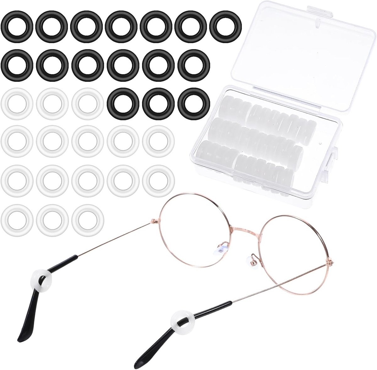 16 Pairs Non-Slip Silicone Oordopjes voor Brillen - Zachte Brillenhouder, Transparante Oordopjes en Accessoires voor Brillendragers