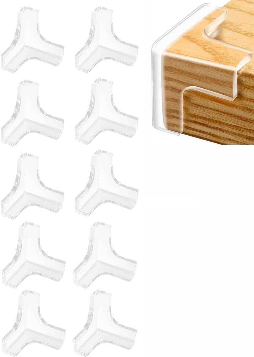 Set van 8 Hoekbeschermers voor Baby's, T-Vorm, PVC Zelfklevende Randbescherming, Tafelrandbescherming, Hoekbescherming voor Meubels, Schokabsorberende Veiligheid voor Kinderen in 4 Kleuren