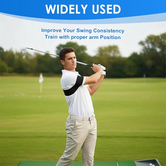 Golfswing Trainingshulpset - Golftrainingshulp Houding - Golftechniek Verbeteren - Verstelbare Armhouding Riem - 2 Stuks - Zwart Wit — afbeelding 3