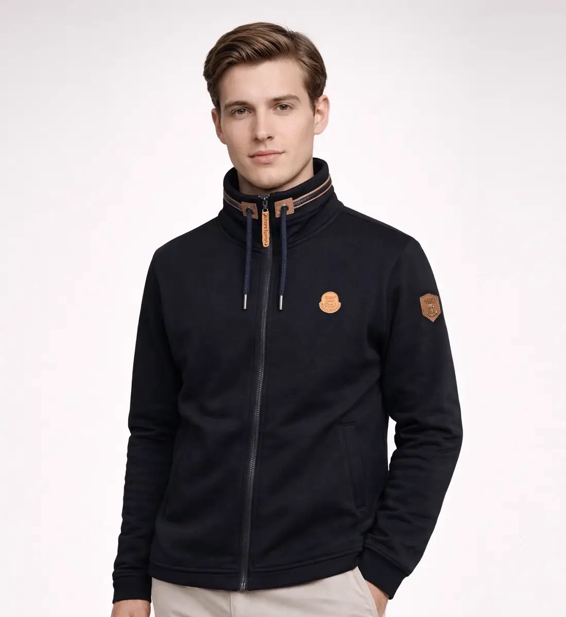 Lizzard Sports Heren Vest met Rits Zwart - Maat XXXL - Sweat Vest met Opstaande Kraag - Casual Trui Heren met Volledige Ritssluiting en Zak