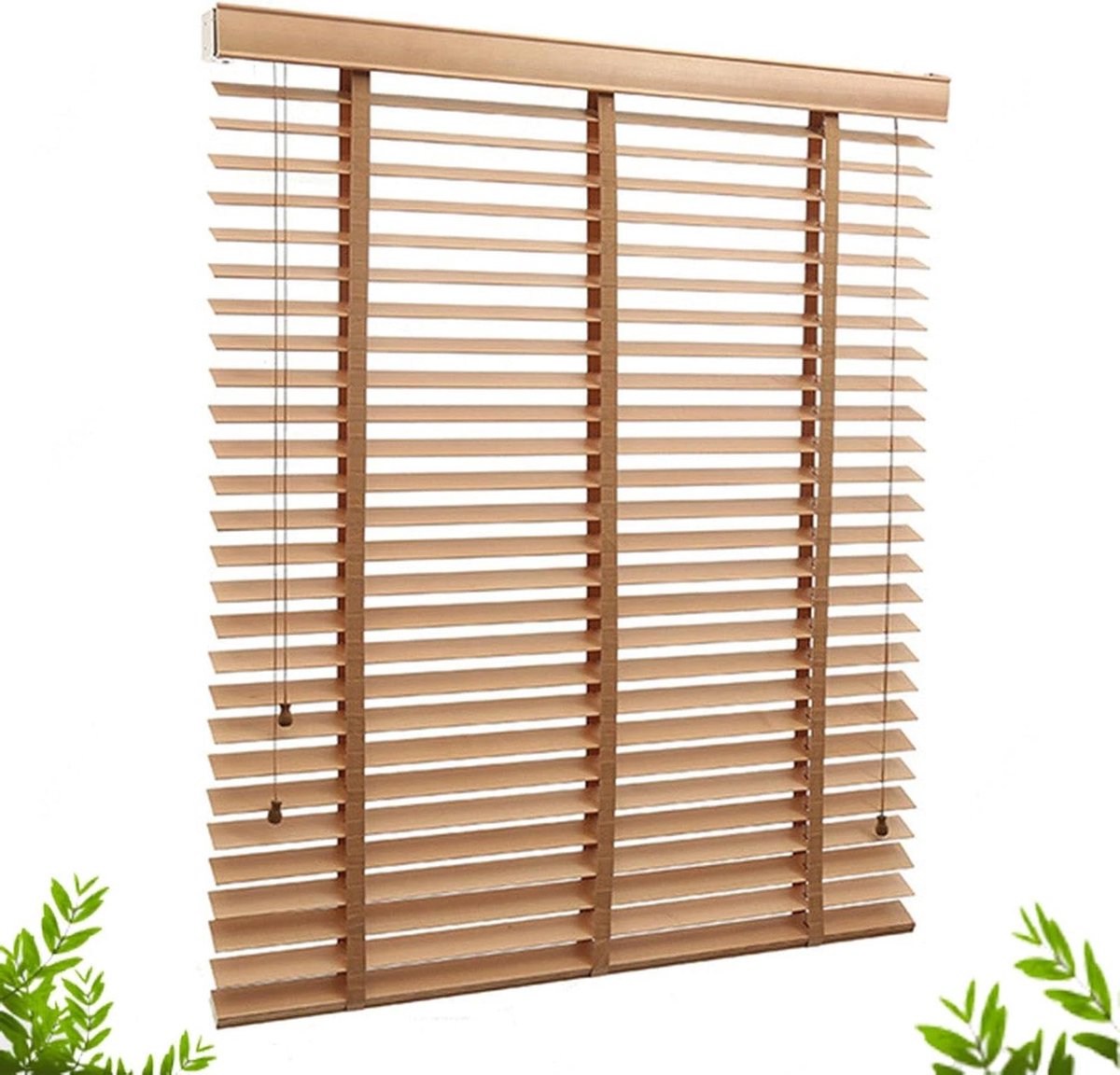 Houten jaloezieën - Horizontale raambekleding - Raam decoreren - Massief hout 50mm - 105 x