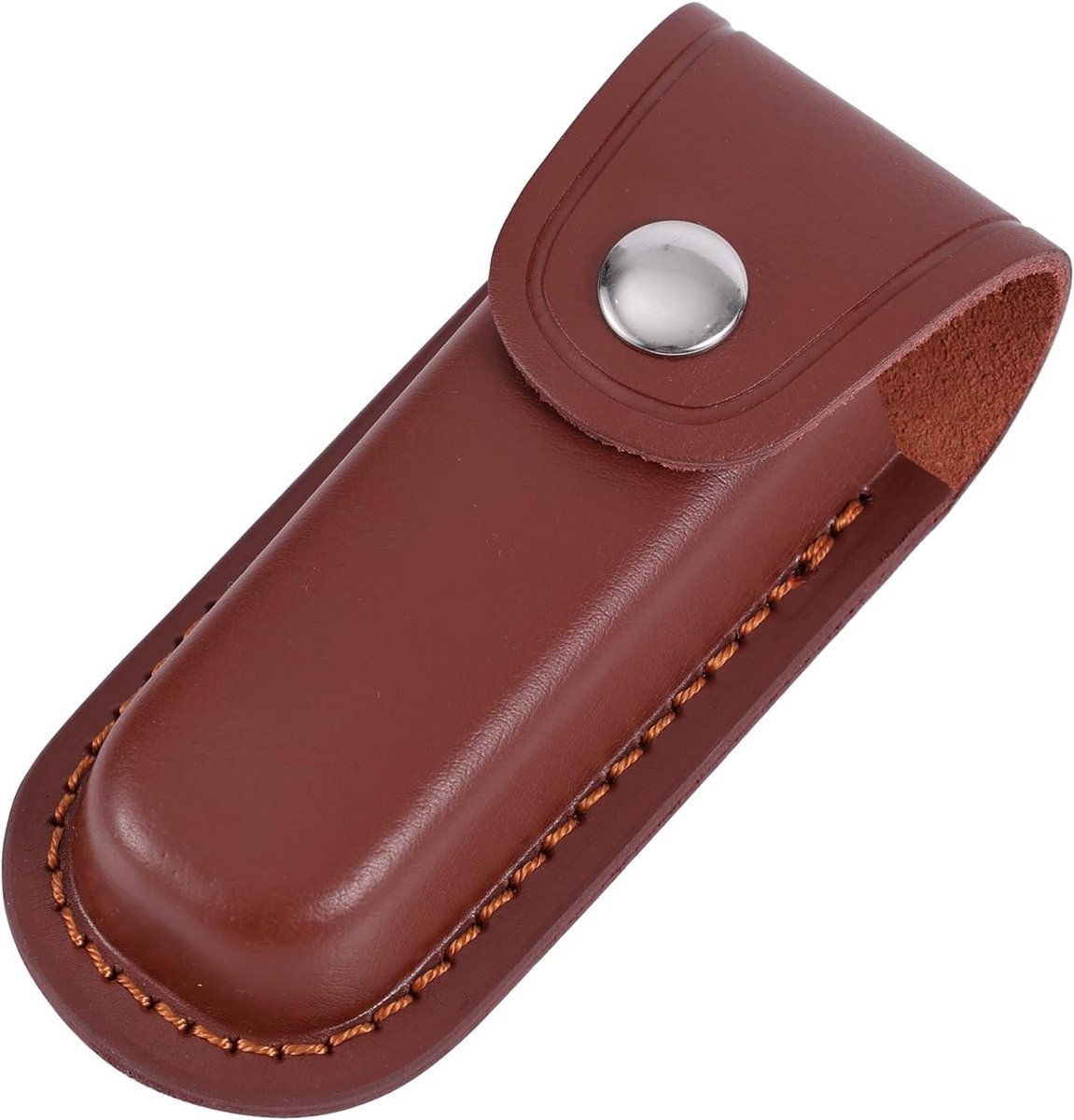 Vouwbare leren meshouder voor riem, 12.2x5cm - Draagbare mesbescherming voor fietsen, wandelen en kamperen (Bruin)