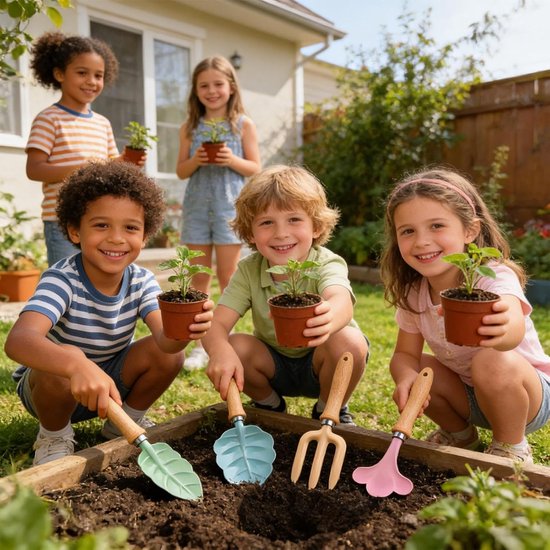 Kinder Tuingereedschap Set - Kinderset Schep Hark - Buiten Spelen - Duurzame Metaal Constructie - 4 delig - Niet gespecificeerd van Kinder — afbeelding 3