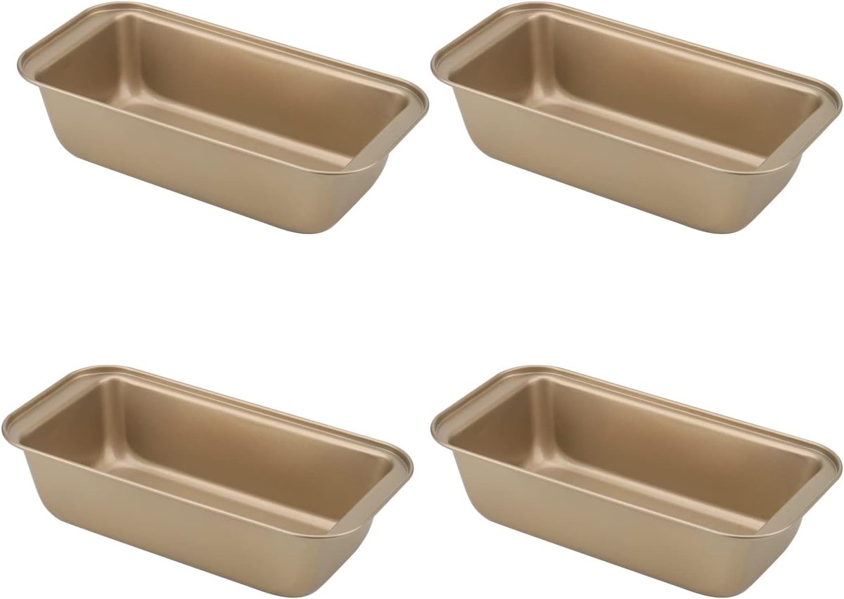 Set van 4 Gouden Broodpannen - Rechthoekige Koolstofstaal Bakvormen voor Perfecte Broden