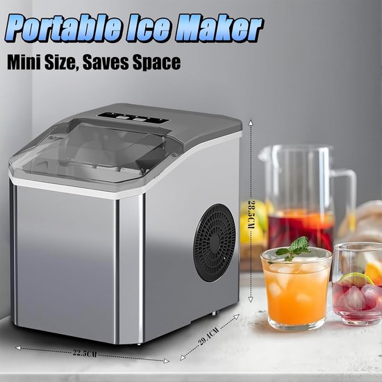 Aanrecht IJsblokjesmachine - IJsmaker Portable - Drankjes Koelen - Zelfreinigend Systeem - 13 Liter Tank - Wit van Merkloos — afbeelding 3