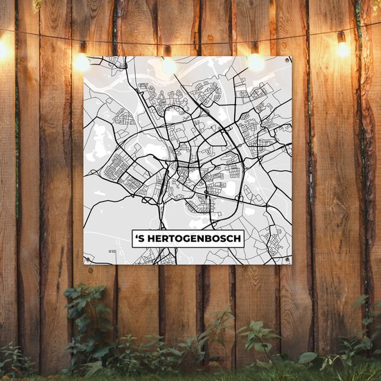 Tissu de jardin Plan de la ville - 's-Hertogenbosch - Grijs - Wit - 100x100 cm - Carte