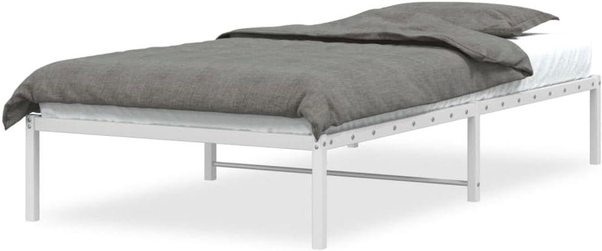 Bedframe Metaal - Ledikant Omranding - Slaapkamer Inrichten - Robuuste Stalen Constructie - 100x190 cm - Wit