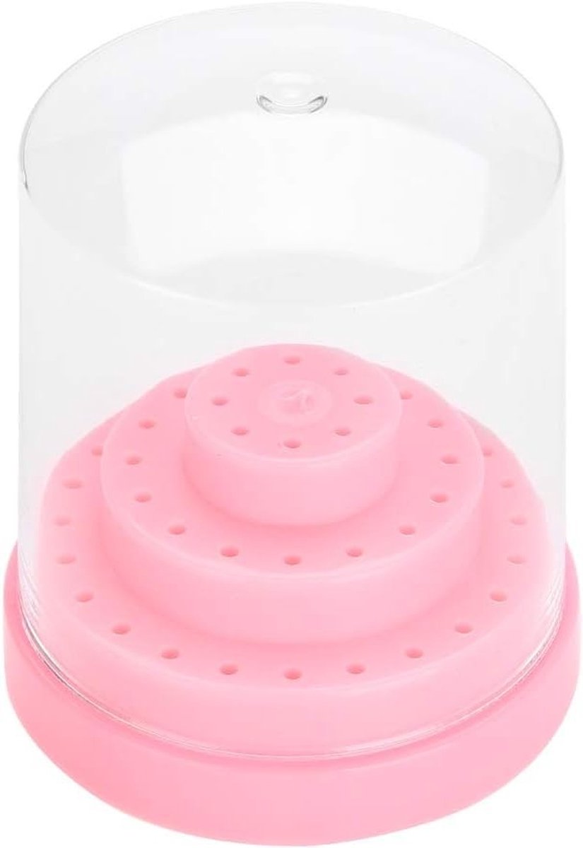 Nail Drill Houder voor Nagelverzorging met Deksel, 48 Gaten Nagelvijl Display Box voor Manicure en Pedicure Organisatie