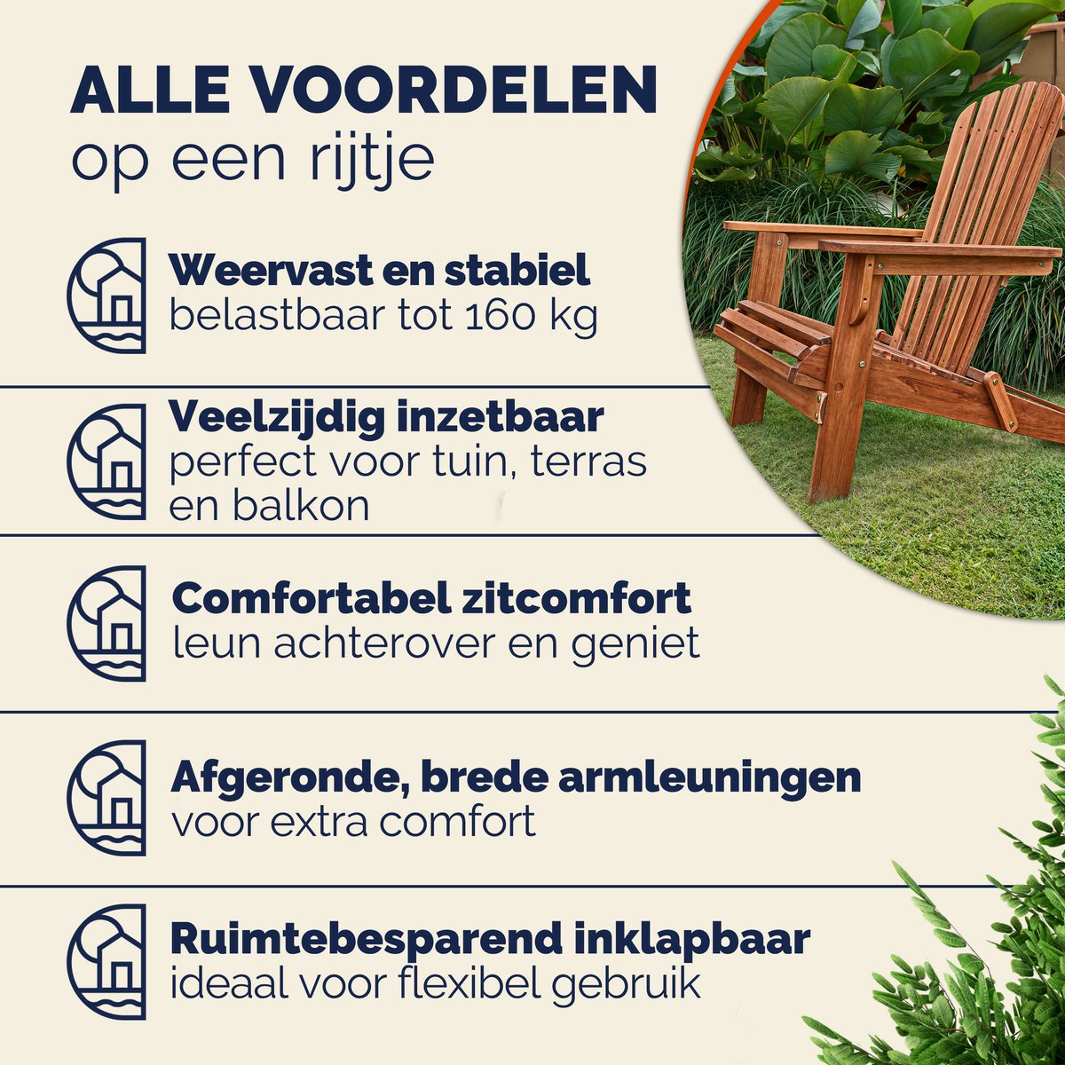 Casaria Adirondack Tuinstoel 2 Stuks - Acacia Hout - Inklapbaar thumbnail 6