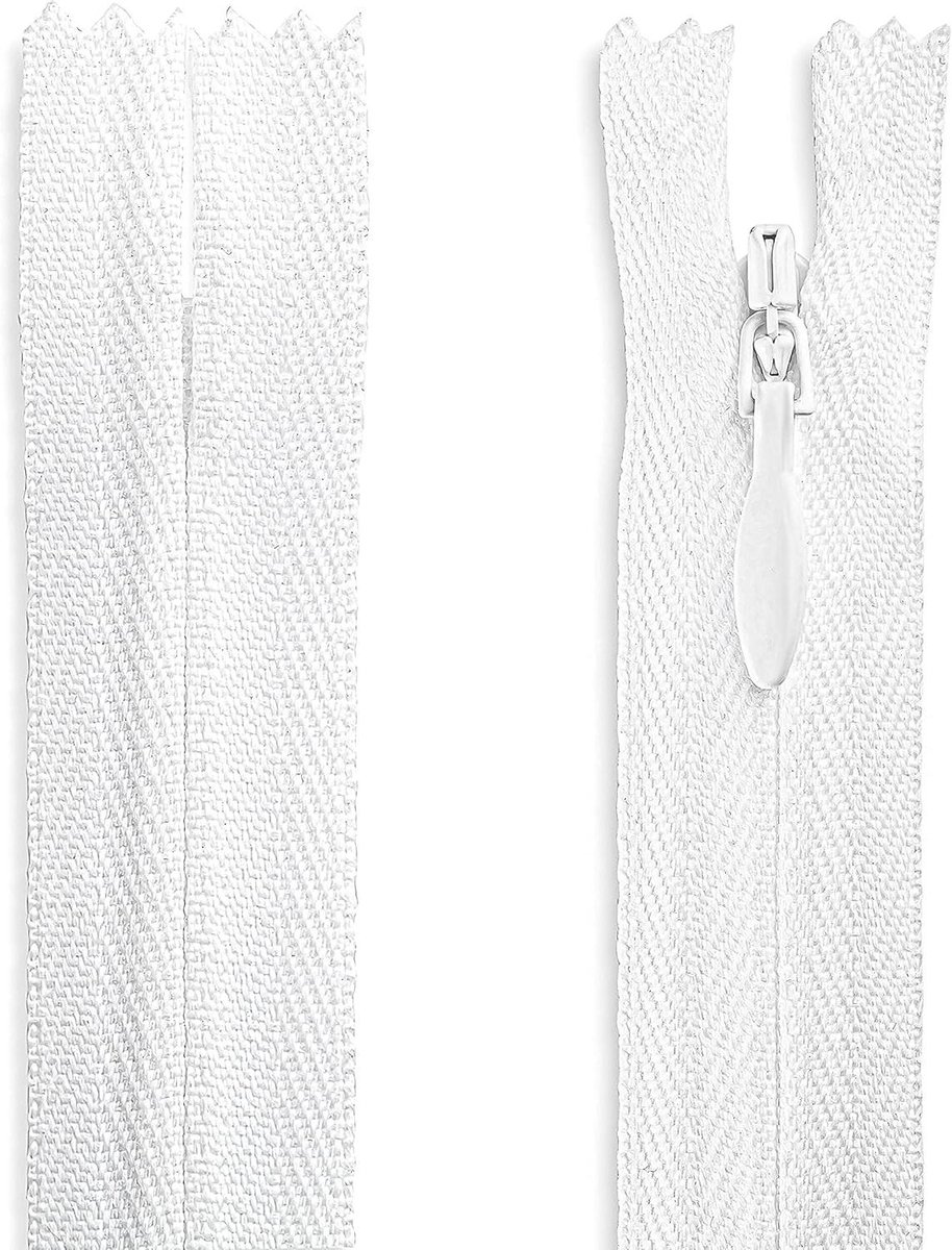 Onzichtbare Rits - Nylon Rits Naairits - Kleding Maken - Niet-scheidend Ontwerp - 127 cm - Wit
