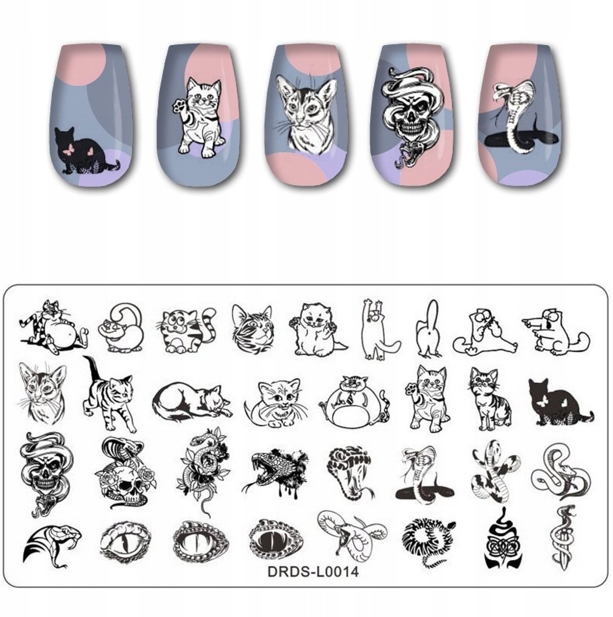 Born Pretty - Stempelplaat voor Nagelontwerp - Kattenpatronen - 12x6 cm - Meervoudig Gebruik
