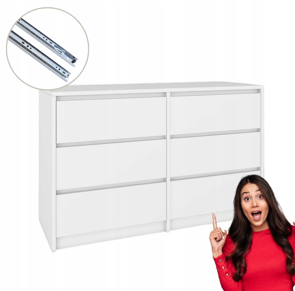 Fernika Serie - Ladekast met 6 Laden - 120x77x43 cm - Elegante Afwerking - Moderne Stijl - Praktische Opslag