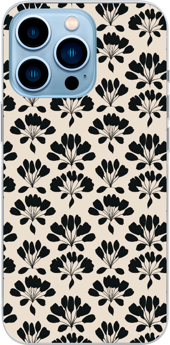 Telefoonhoesje Geschikt voor iPhone 13 Pro hoesje - Abstract - Patroon - Zwart - Siliconen Telefoonhoesje Telefoonhoesje