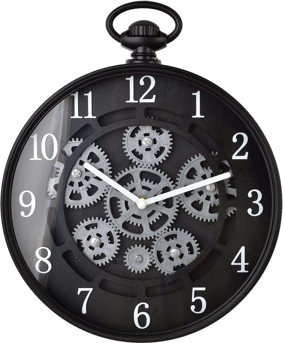 RAMSEY - Wandklok - 30x37x5,5cm - Bewegende Tandwielen - Stil Mechanisme