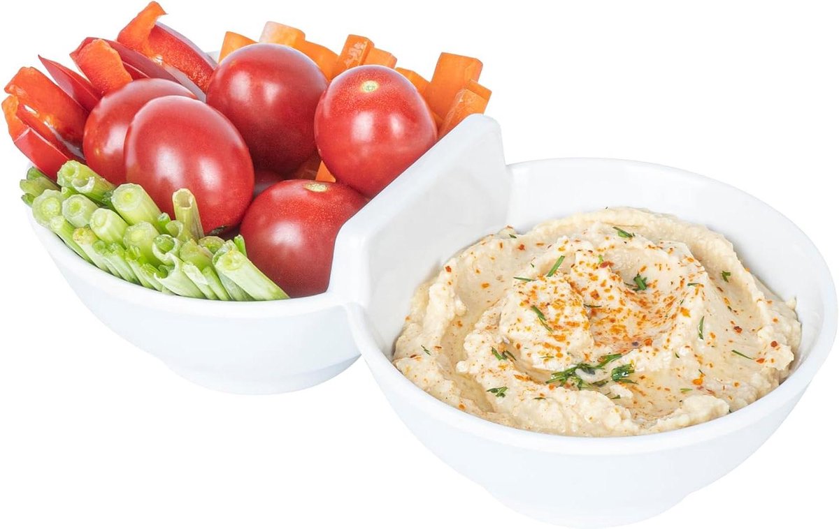 Melamine Schalen Set - Dipschalen Rond - Hapjes Serveren - Set van Drie - 9.5 inch - Wit