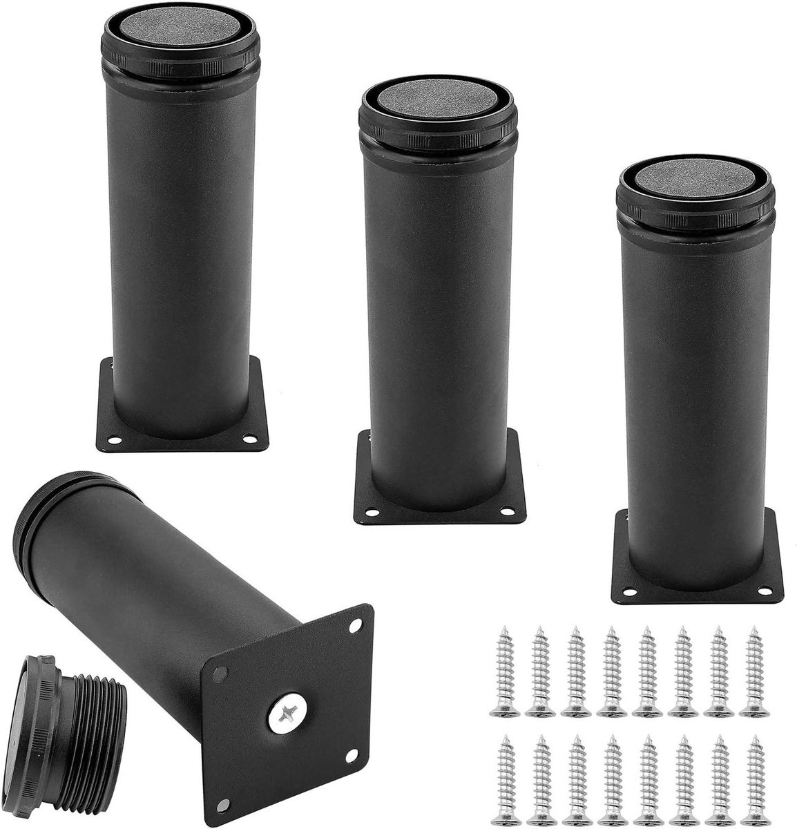 Meubelpoten Set - Kastpoten Vervangend - Meubels Verhogen - Verdikt Roestvrij Staal - 155 cm - Zwart