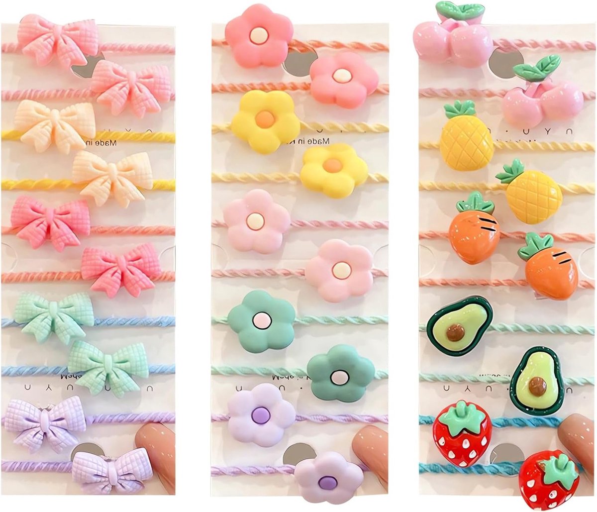 30 Stuks Meisjes Haarbandjes, Schattige Haarclips voor Kinderen, Elastische Ponytail Houders en Dikke Ringen