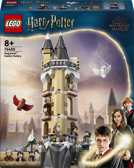 LEGO Harry Potter L'aile aux hiboux de Poudlard 76430. Modèle avec tours, arches, personnages, Harry Potter et Hedwige.