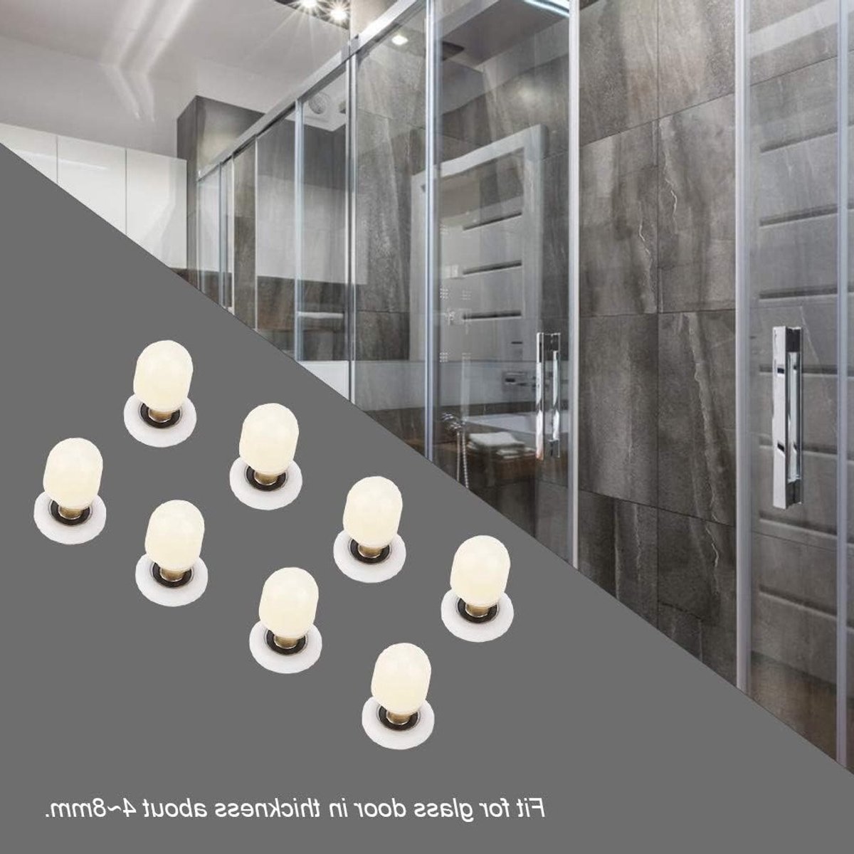 Glazen Schuifdeur Rollers voor Douchecabines, Messing en ABS, 25mm, 8 Stuks, Badkamer Accessoires en Onderdelen