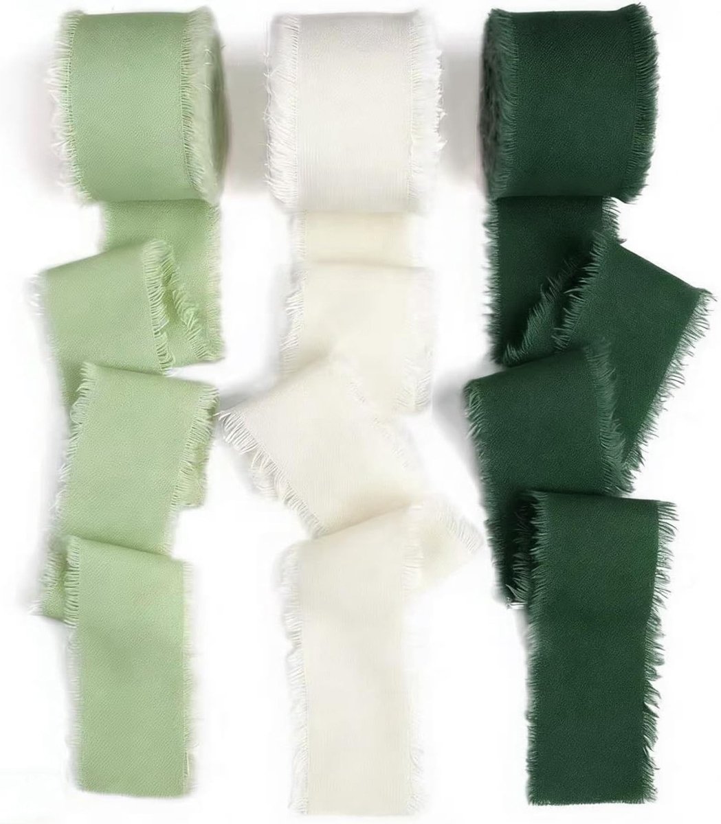 Chiffon lint in groen eucalyptus, 20 m, 4 rollen van 4 cm x 5 m voor bruiloften, decoratie en handwerk