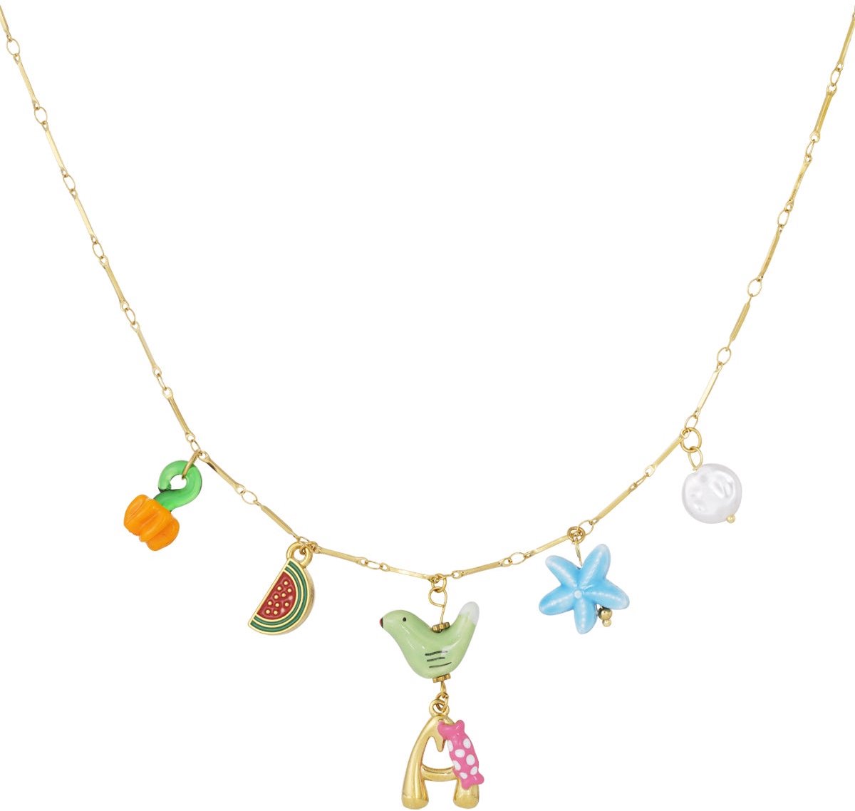 Happy Initials ketting met bedels