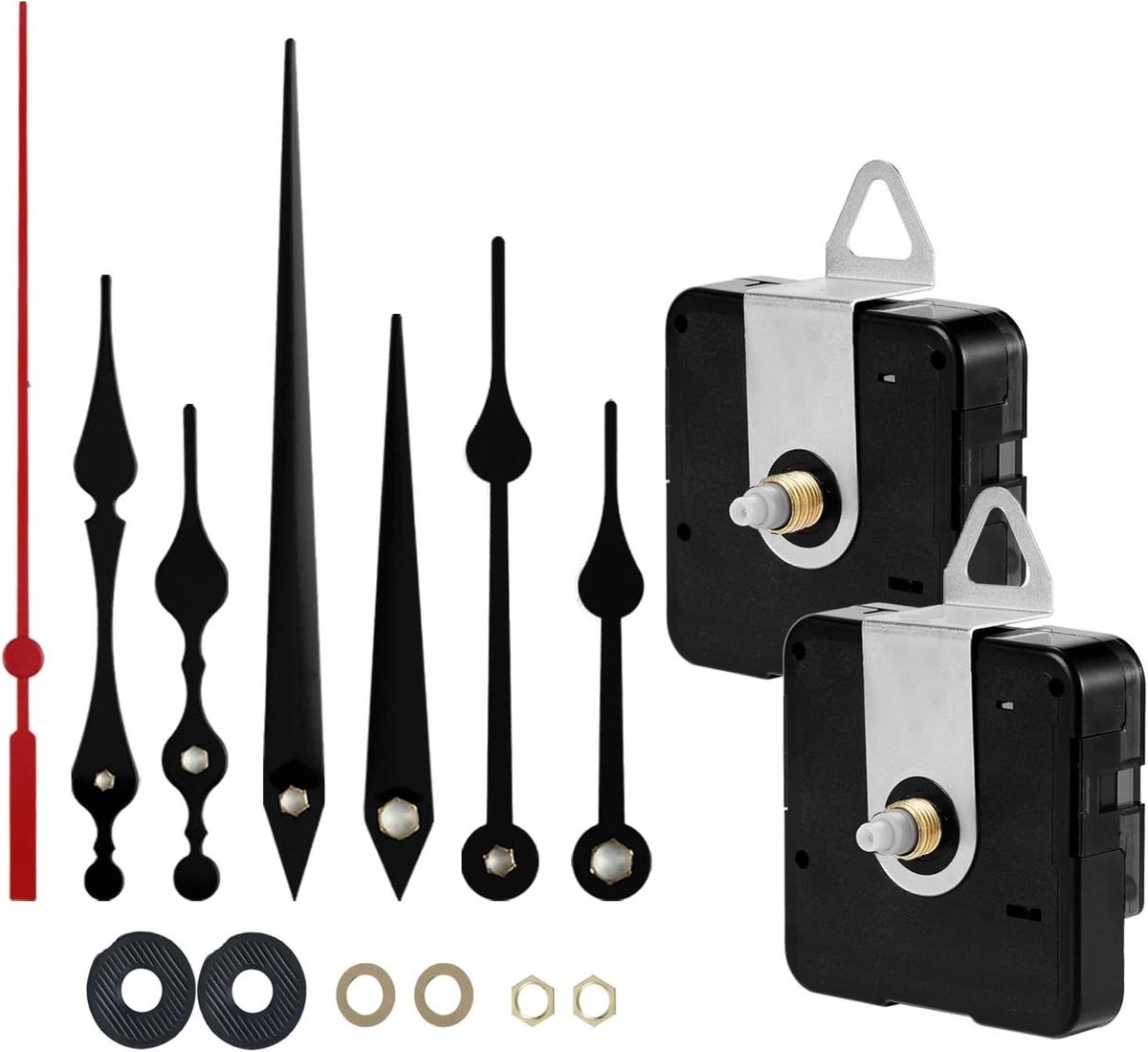 Klok Mechanisme Vervanging - Klokonderdelen Stille Kit - Klok Repareren - Stil en Nauwkeurig - 16mm en 22mm - Zwart