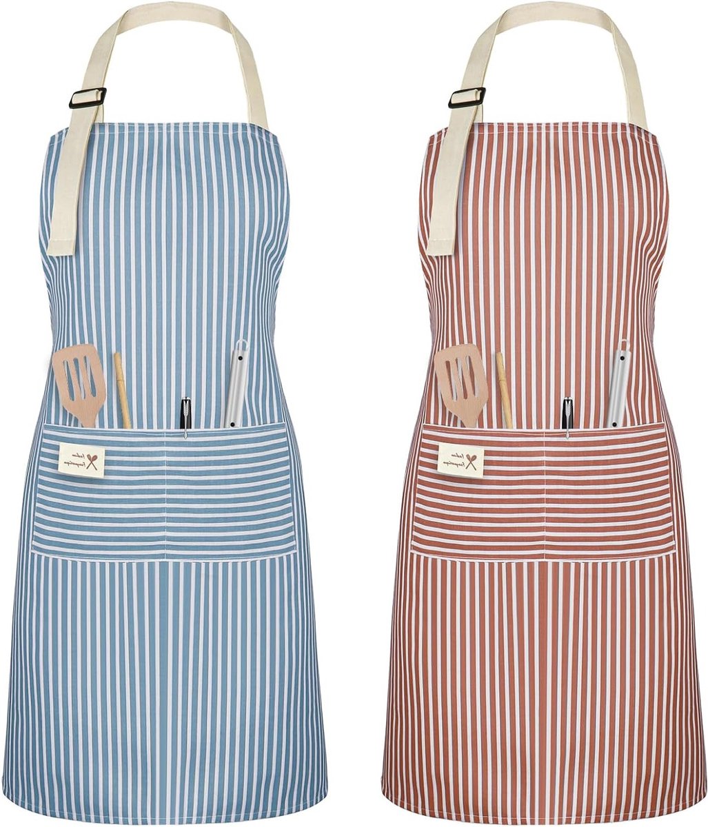 Waterdichte en Verstelbare Keuken Schort met Pocket voor Koken, Tuinieren en Restaurantgebruik, Unisex in Rood en Blauw