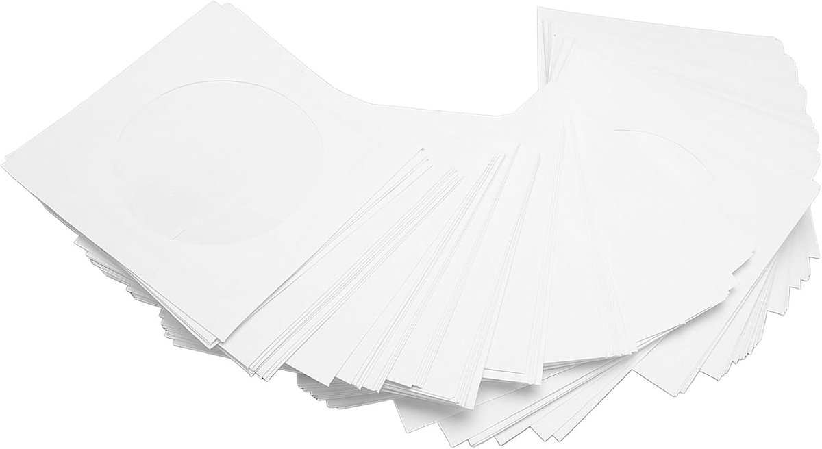 100 Stuks CD DVD Hoezen Enveloppen Dikke Herbruikbare Stofdichte Hoezen voor Schijven met Flap - Heldere Venster voor 8cm Schijven
