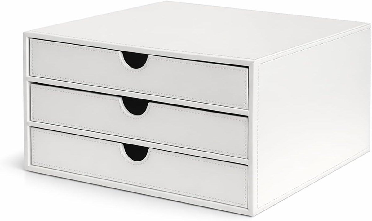 Documenten Organizer - Archiefkastje Bureau - Bureau Opruimen - 3 Lades - 33x24x20cm - Wit