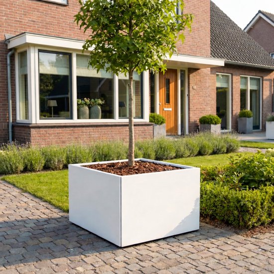 STEAEL VARNI – Stalen Plantenbak – 80 x 80 x 60 cm – Wit