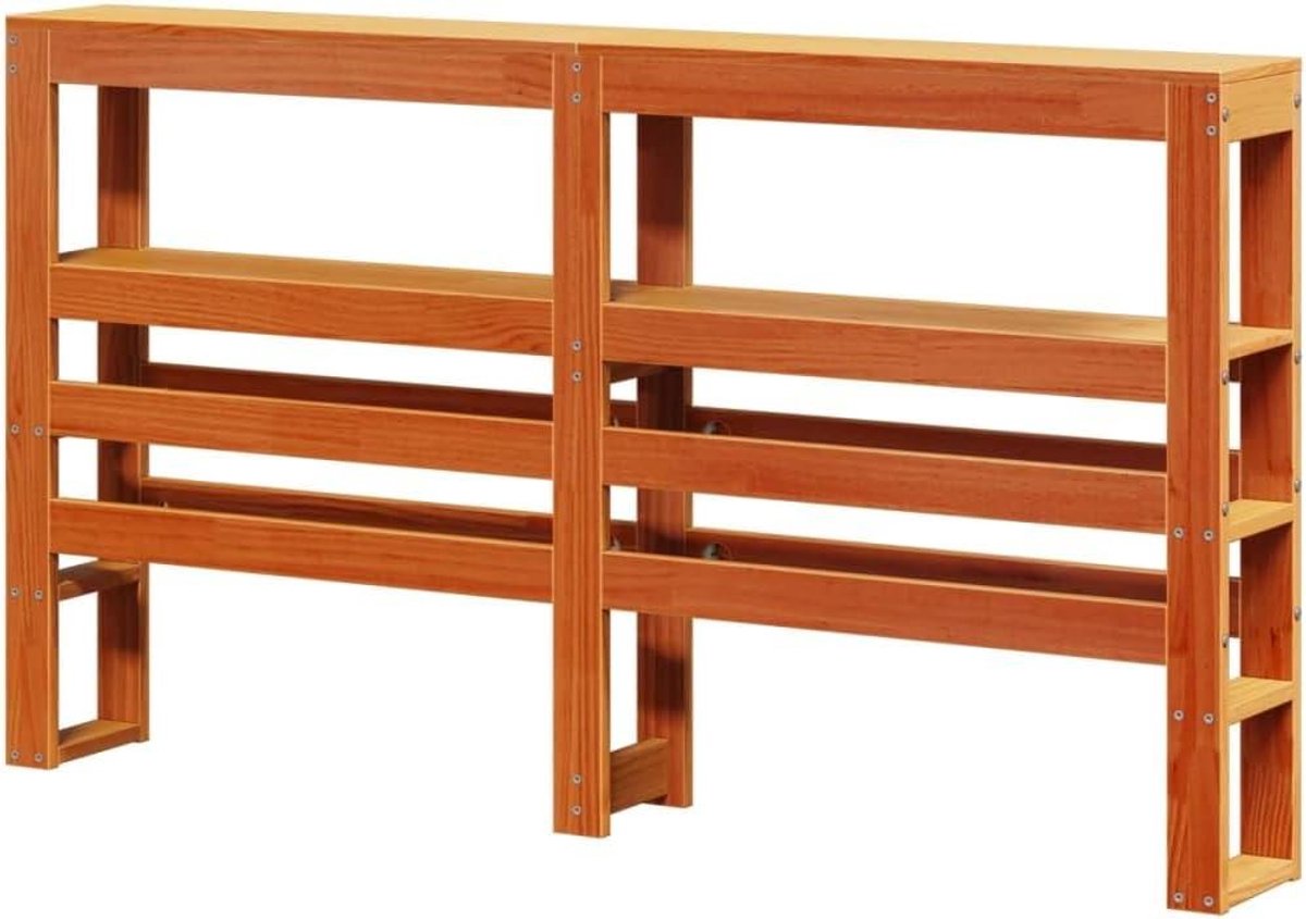Hoofdbord met schappen - Hoofdbord bed achterwand - Slaapkamer opruimen - Vrijstaand en ruimtebesparend - 120 cm breed - Wasbruin