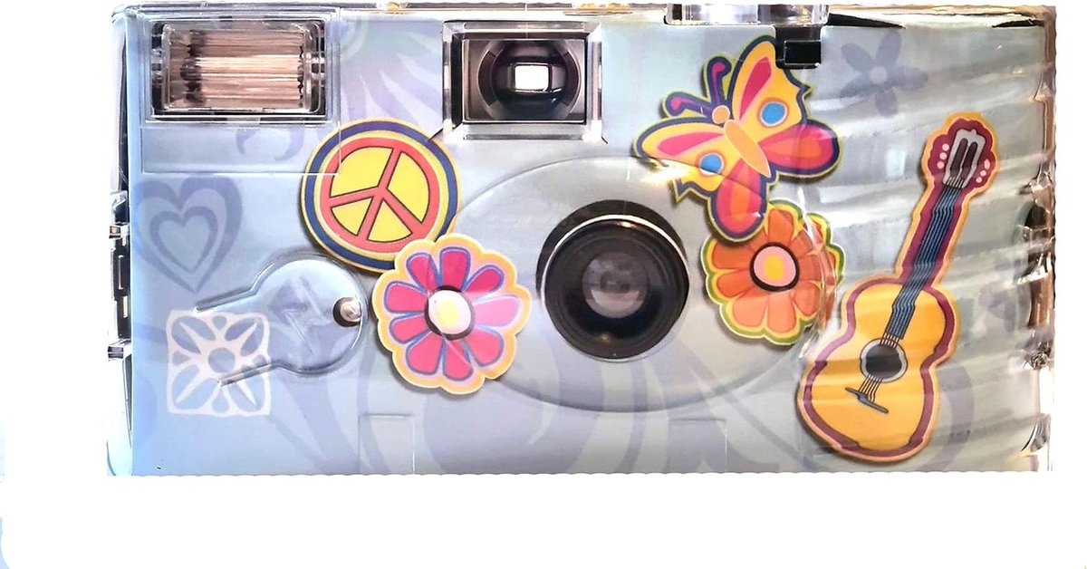 Wegwerpcamera Flower Power - Bloemen Vlinder Camera - Feestjes Festivals - Inclusief Flitser Batterijen - 3x 27 Opnamen - Multicolor