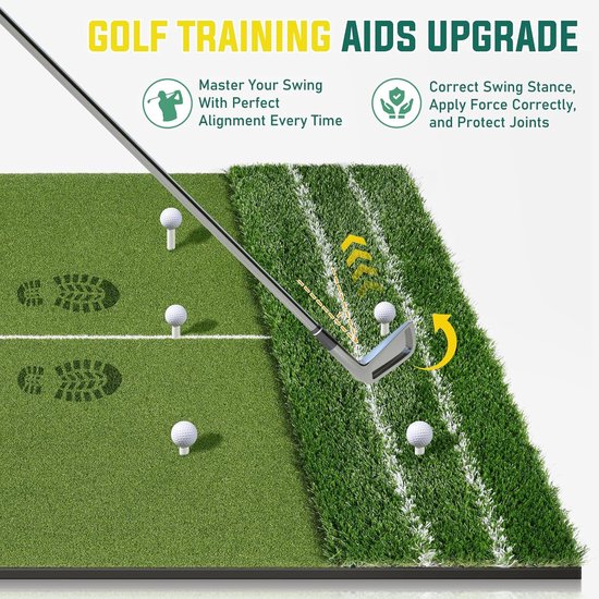 Golf Oefenmat - Golfslagmat - Swing Trainen - Dubbel Gras Oppervlak - 152 x 152 cm - Groen van GOLF — afbeelding 5